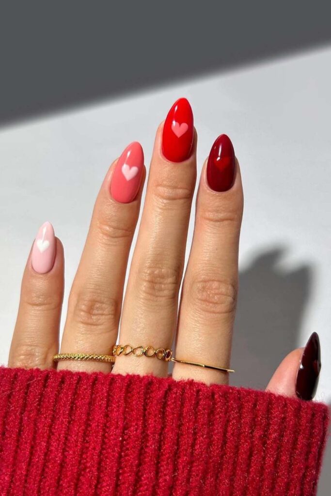 valentines heart nails 1