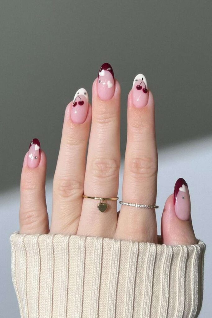 valentines heart nails 24