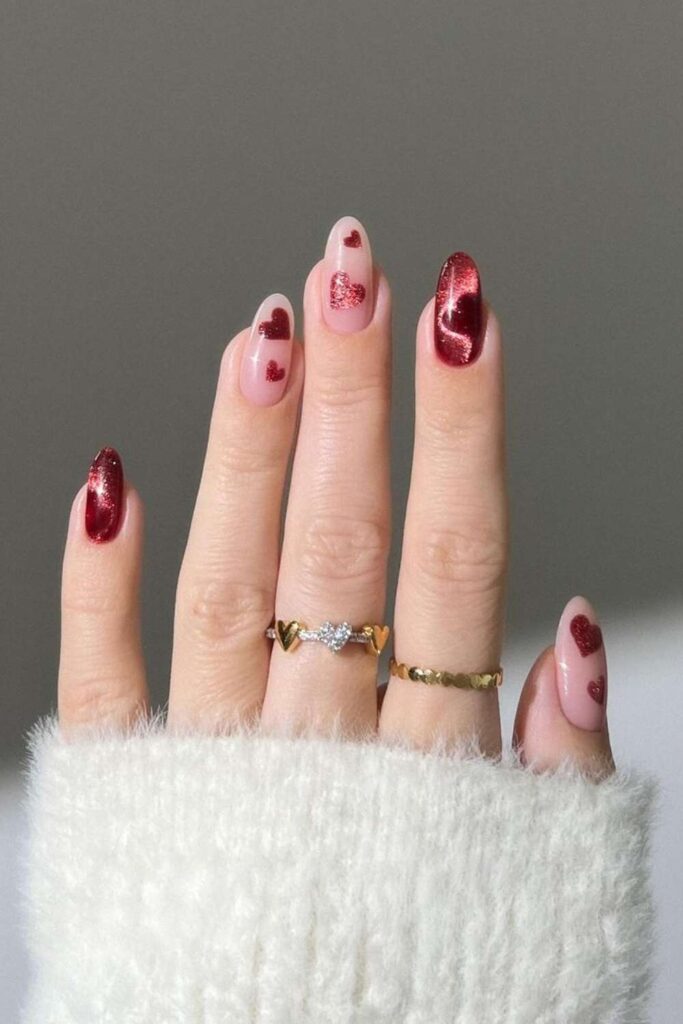 valentines heart nails 27