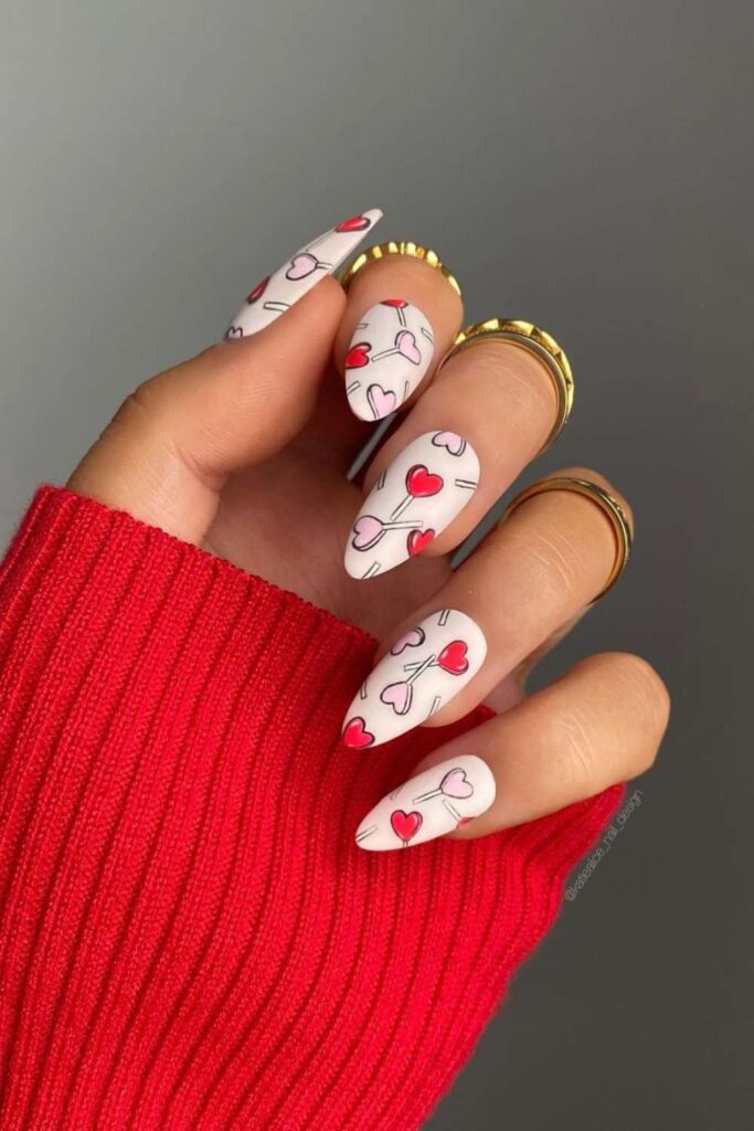valentines heart nails 3