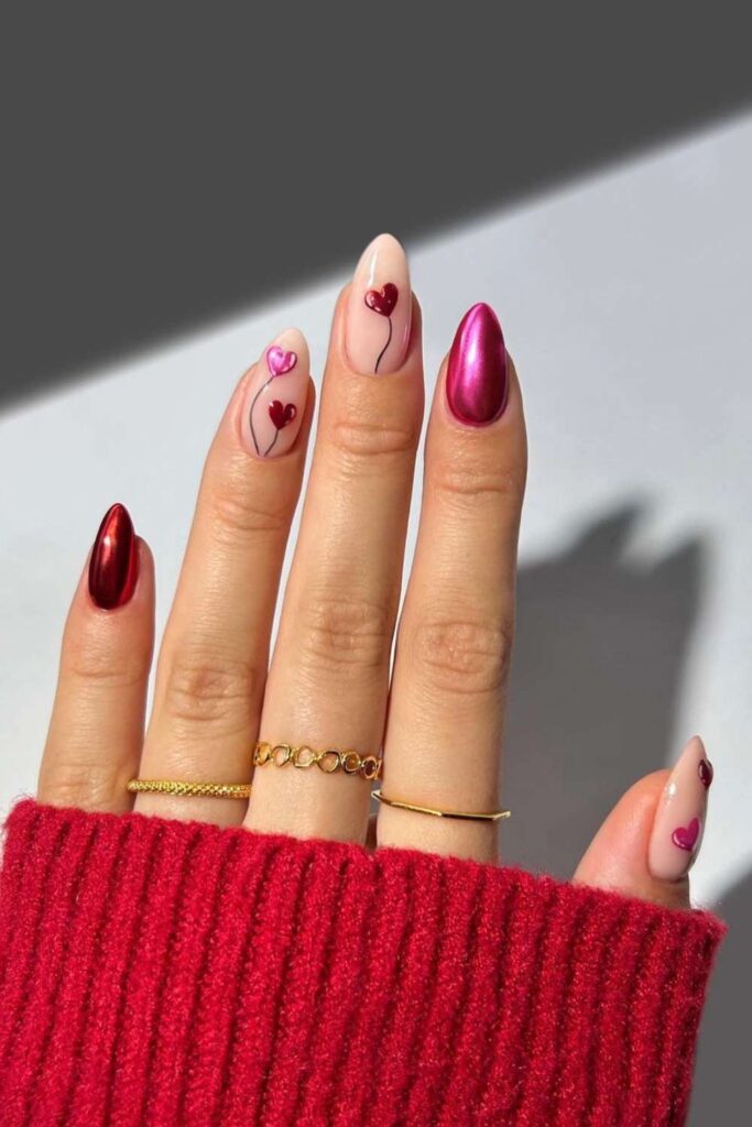 valentines heart nails 9